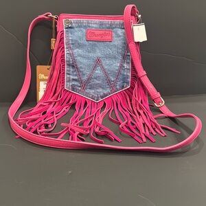 Wrangler Leather Fringe Jean Pocket Crossbody Purse